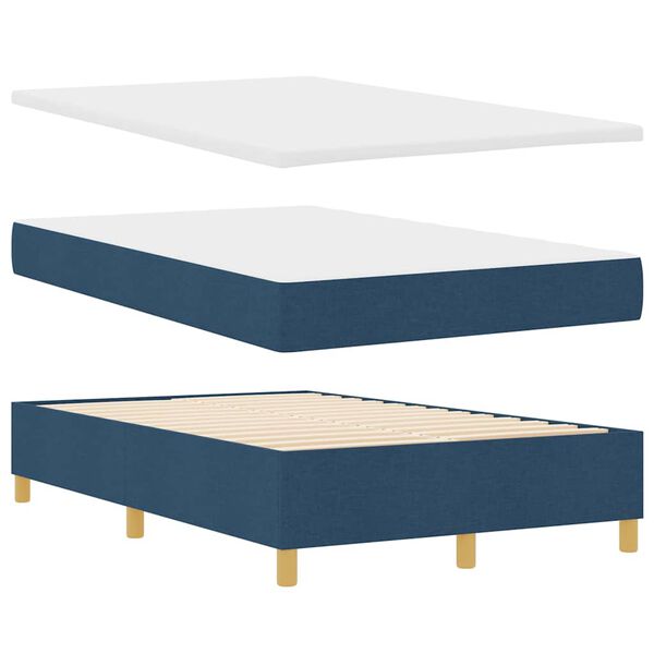 vidaXL Lit &agrave; ressorts avec matelas Bleu 120 x 190 cm tissu