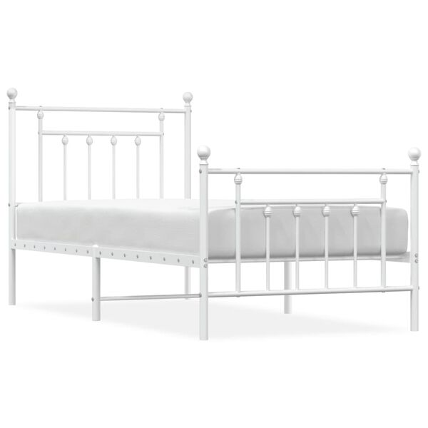 vidaXL Cadre de lit métal sans matelas avec pied de lit blanc 90x200cm