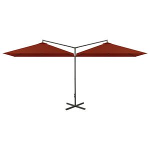 vidaXL Parasol de jardin double et m&acirc;t en acier terre cuite 600x300 cm