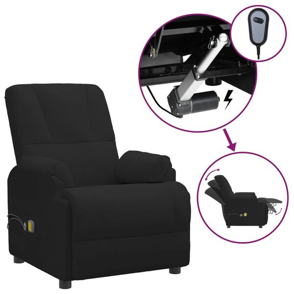 vidaXL Fauteuil &eacute;lectrique de massage Noir Similicuir daim