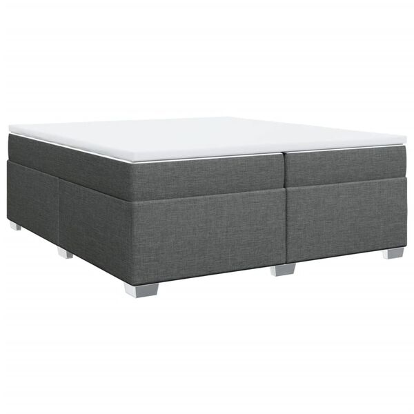 vidaXL Sommier &agrave; lattes de lit avec matelas Gris fonc&eacute; 200x200cm Tissu