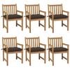 vidaXL Chaises de jardin lot de 6 et coussins taupe bois teck solide