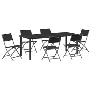 vidaXL Ensemble de salle &agrave; manger pour jardin 7 pc Noir