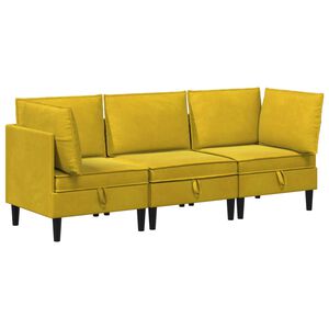 vidaXL Ensemble de meubles pour le salon 3 pc Jaune Velours