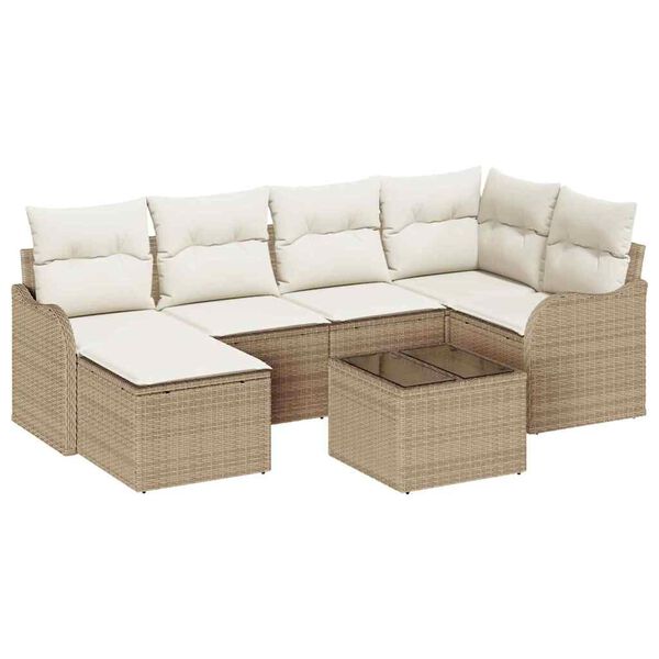 vidaXL Ensemble de canap&eacute; de jardin Beige polyrotin