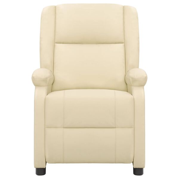 vidaXL Fauteuil Cr&egrave;me Cuir v&eacute;ritable
