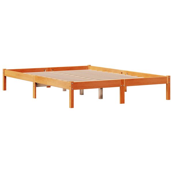 vidaXL Cadre de lit et t&ecirc;te de lit sans matelas cire marron 140x190 cm