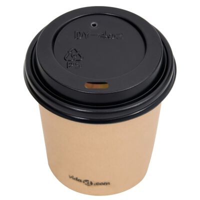 vidaXL Tasses à café en papier avec couvercles 120 ml 500 pcs Marron