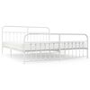 vidaXL Cadre de lit m&eacute;tal sans matelas et pied de lit blanc 193x203 cm