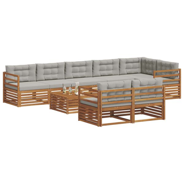 vidaXL Ensemble de canap&eacute;s d'ext&eacute;rieur 9 pcs Gris Naturel et Clair