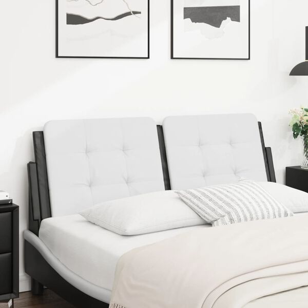 vidaXL Coussin de t&ecirc;te de lit Zadar noir et blanc 120 cm similicuir