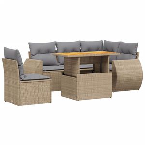 vidaXL Salon de jardin avec coussins 6 pcs beige r&eacute;sine tress&eacute;e