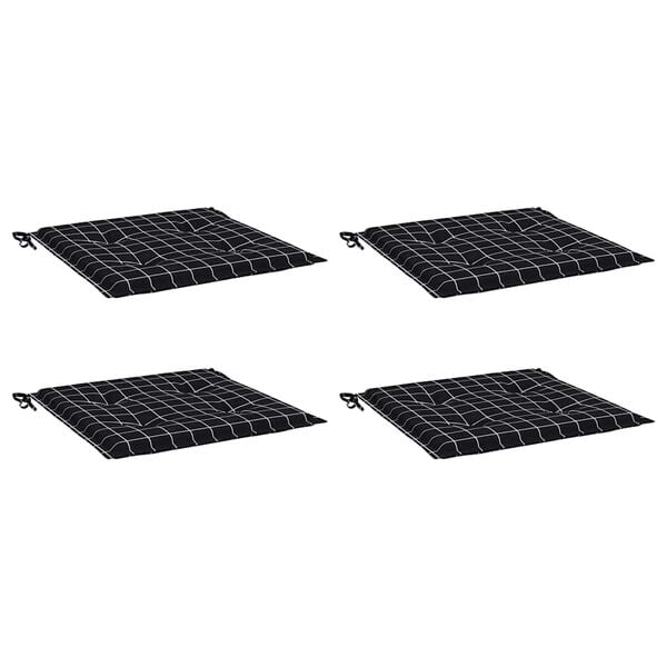 vidaXL Coussins de chaise de jardin lot de 4 motif &agrave; carreaux noir