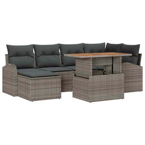vidaXL Ensemble de canap&eacute; de jardin 7 pc Gris Poly rotin
