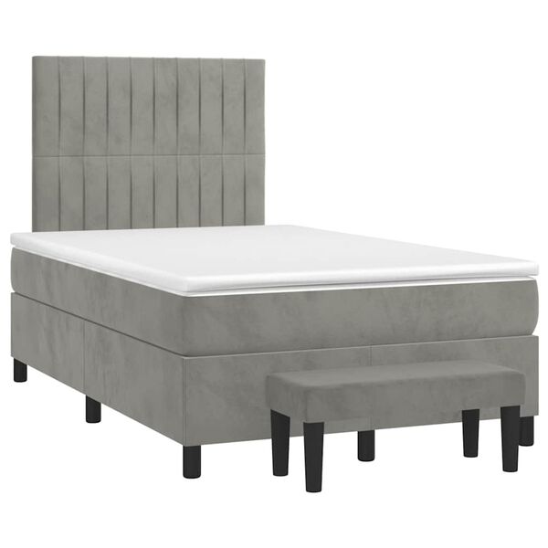 vidaXL Sommier &agrave; lattes de lit et matelas gris clair 120x190cm velours