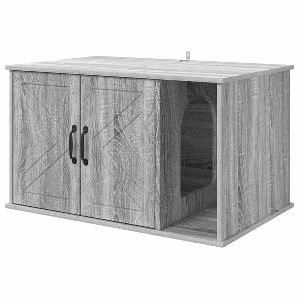 vidaXL Maison pour chat Gris Sonoma 85 x 55 x 50 cm Bois d'ing&eacute;nierie