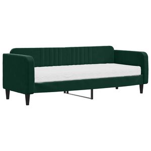 vidaXL Lit de jour avec matelas vert fonc&eacute; 80x200 cm velours