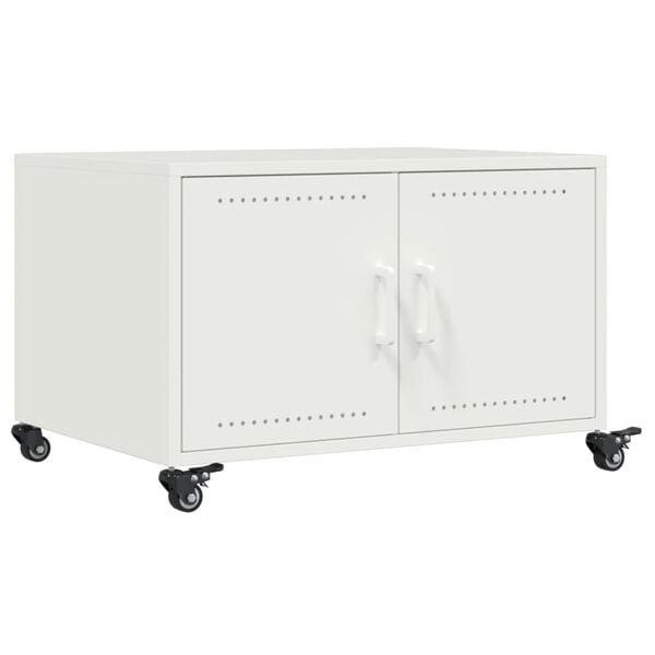 vidaXL Table basse blanc 68x50x43,5 cm acier