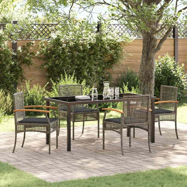 vidaXL Ensemble de salle &agrave; manger pour jardin 5 pcs Gris polyrotin