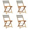 vidaXL Chaises de jardin pliantes lot de 4 gris poly rotin bois massif