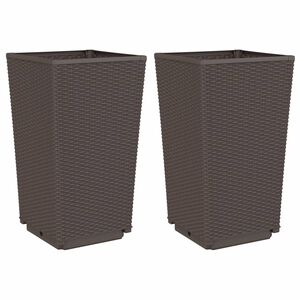 vidaXL Jardini&egrave;res 2 pcs marron 32,5x32,5x57 cm polypropyl&egrave;ne
