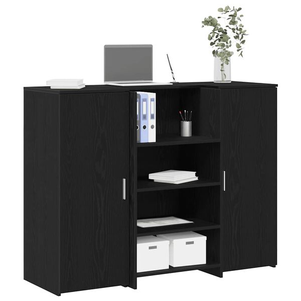 vidaXL Bureau de r&eacute;ception ch&ecirc;ne noir 135x50x103,5cm bois d'ing&eacute;nierie