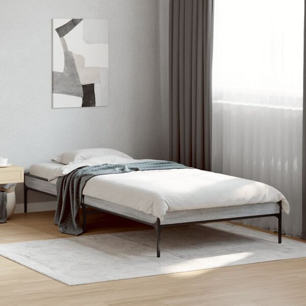vidaXL Cadre de lit sans matelas sonoma gris 75x190 cm