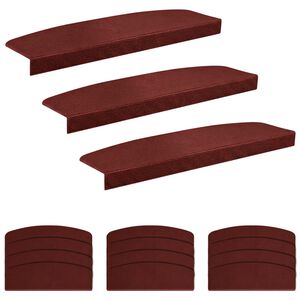 vidaXL Tapis d'escalier 15 pc 56 x 17 x 3 cm Bordeaux Polyester