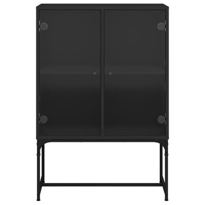 vidaXL Armoire latérale avec portes en verre noir 69x37x100 cm