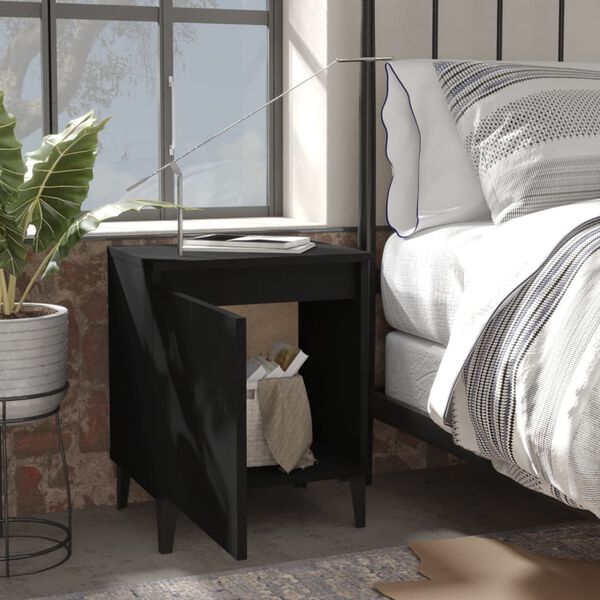 vidaXL Tables de chevet avec pieds en métal noir 40x30x50 cm