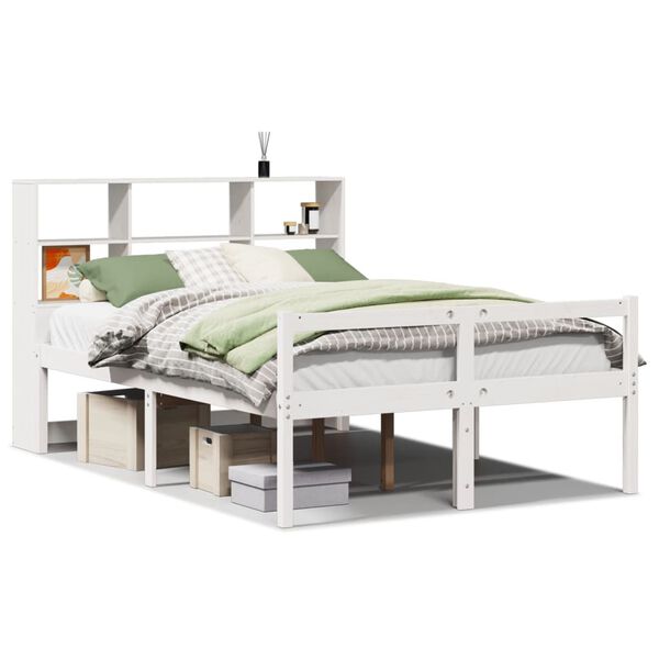 vidaXL Lit biblioth&egrave;que sans matelas blanc 120x190 cm bois pin massif