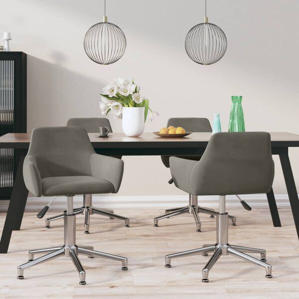 vidaXL Chaises pivotantes &agrave; manger lot de 4 Gris fonc&eacute; Velours