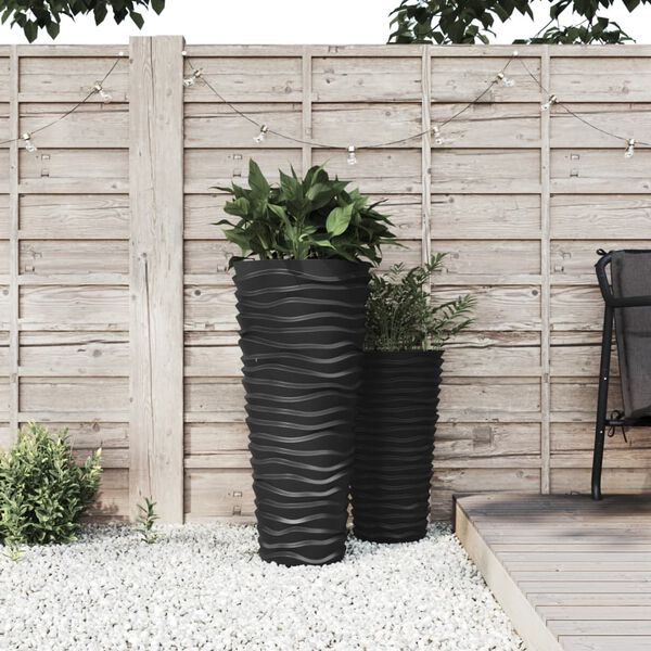 vidaXL Jardini&egrave;re et int&eacute;rieur amovible anthracite aspect rainur&eacute;