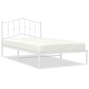 vidaXL Cadre de lit m&eacute;tal sans matelas et t&ecirc;te de lit blanc 100x200 cm