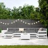 vidaXL Salon de jardin 9 pcs blanc bois de pin massif