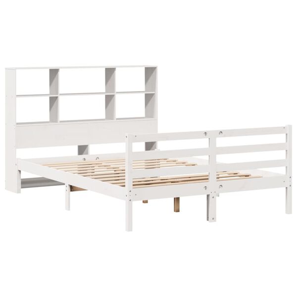 vidaXL Lit bibliothèque sans matelas blanc 140x190 cm bois pin massif