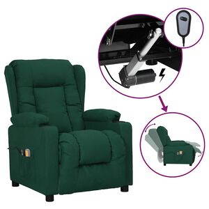 vidaXL Fauteuil &eacute;lectrique de massage Vert fonc&eacute; Tissu