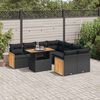 vidaXL Salon de jardin avec coussins 9 pcs noir r&eacute;sine tress&eacute;e acacia