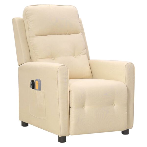 vidaXL Fauteuil électrique de massage Crème Tissu