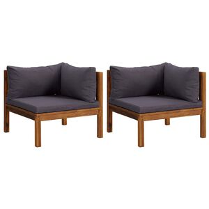 vidaXL Canap&eacute;s d'angle 2 pcs avec coussins gris fonc&eacute; Bois d'acacia