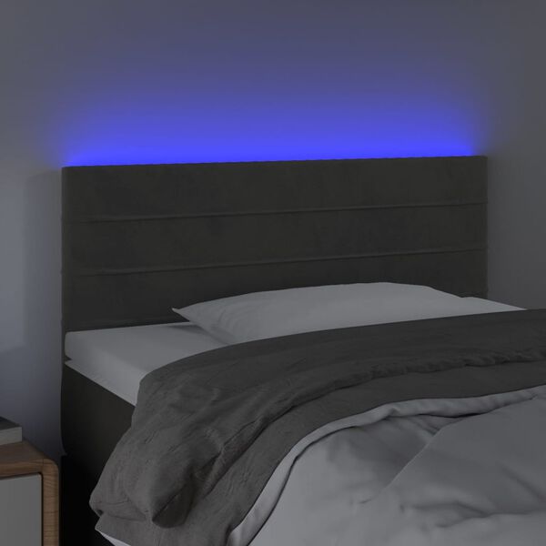 vidaXL Tête de lit à LED Gris foncé 90x5x78/88 cm Velours