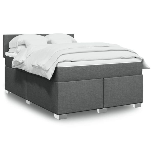 vidaXL Sommier &agrave; lattes de lit avec matelas Gris fonc&eacute; 140x190cm Tissu