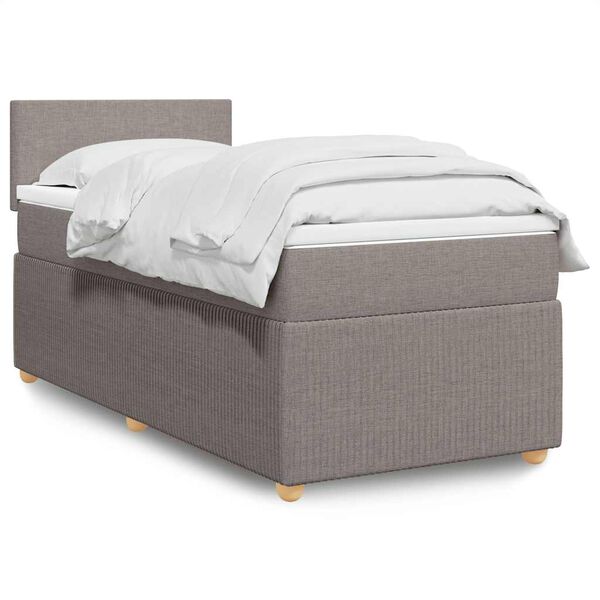 vidaXL Sommier &agrave; lattes de lit avec matelas Taupe 90x200 cm Tissu