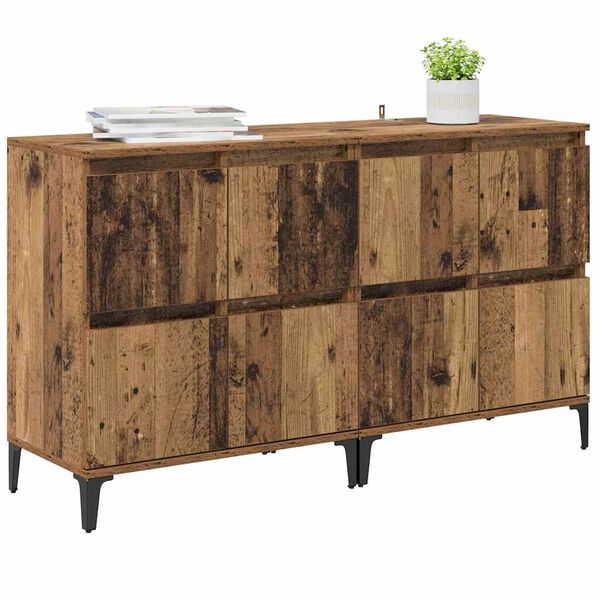 vidaXL Buffets 2 pcs Bois Ancien 60 x 35 x 70 cm Bois d'ing&eacute;nierie