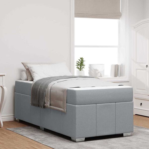 vidaXL Cadre de lit avec matelas Gris clair 90 x 190 cm tissu