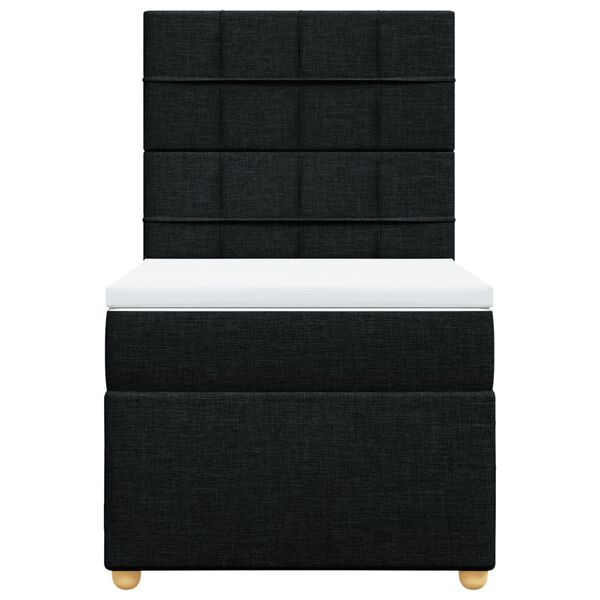 vidaXL Sommier &agrave; lattes de lit avec matelas Noir 90x200 cm Tissu