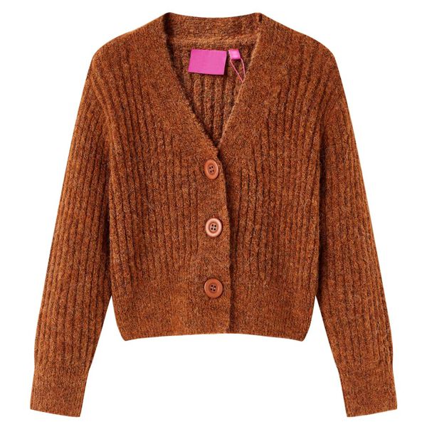 Cardigan pour enfants tricot&eacute; cognac 128