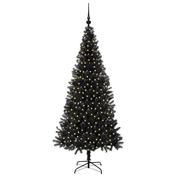vidaXL Sapin de No&euml;l avec 300 LED avec support Noir 180 cm PVC