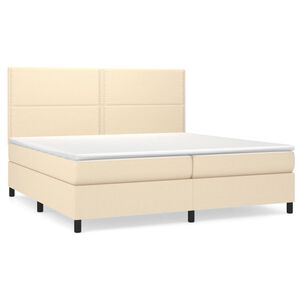 vidaXL Sommier &agrave; lattes de lit avec matelas Cr&egrave;me 200x200 cm Tissu