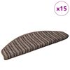 vidaXL Tapis d'escalier auto-adh&eacute;sifs 15 pcs Marron 65 x 21 x 4 cm